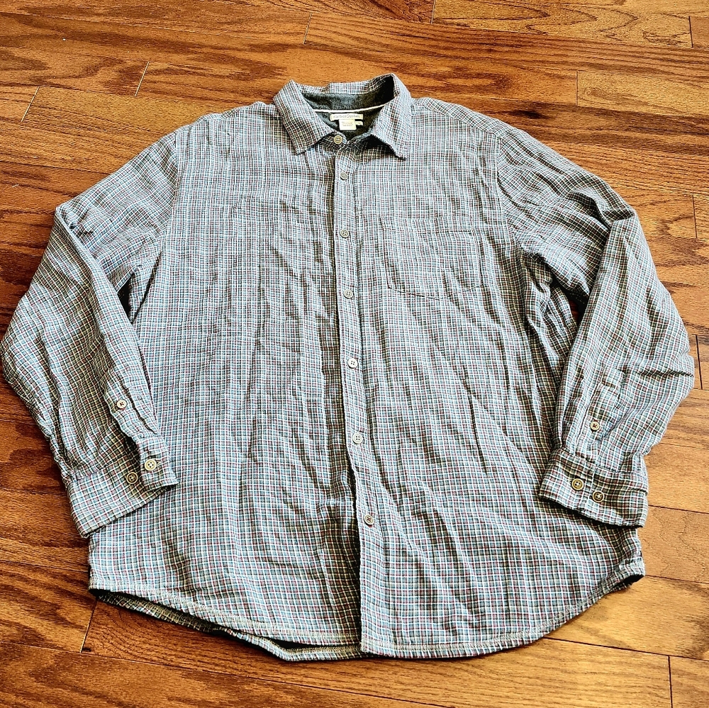 Carbon 2 Cobalt Men's‎ Double Lined Long Sleeve Plaid Button-Up Size Large